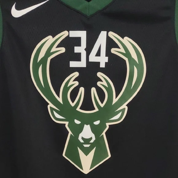 NBA Nike Black and Green Bucks Jersey - Picture 3 of 17